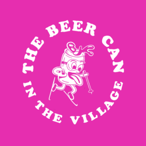 beer can on skis in pink