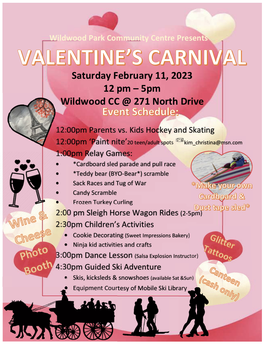 wildwood valentines carnival with hearts and activities listed (see blurb below)