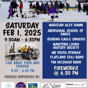 poster of st nortbert heritage day even showing people hhaving fun outdoors. additional detals include pancake breakfast. indigenous singers, band an rray of sponsors