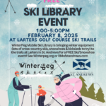 poster showiung some illustrated skiiers and the basic details of the event