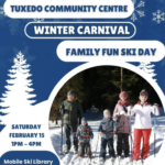 Poster showing people skiing and basic event details as per the page.